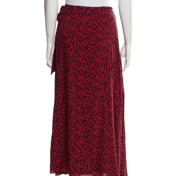 Iro Leopard Print Red and Black Maxi Skirt